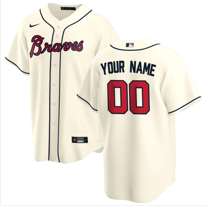 Men's Atlanta Braves Cream Replica Custom jersey