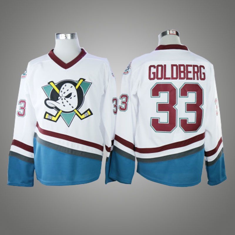 Men's Anaheim Ducks Goldberg #33 White Breakaway jersey