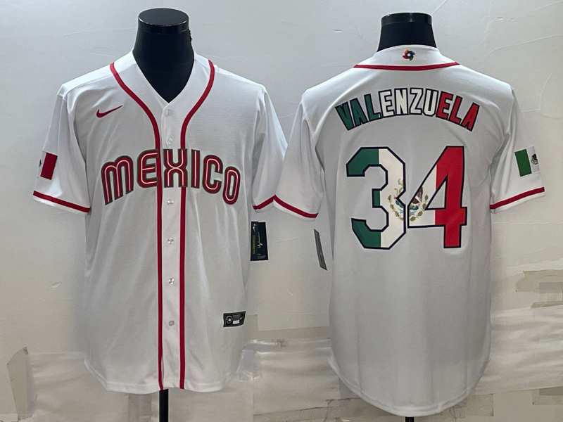 Men's 2023 World Baseball Classic #34 Fernando Valenzuela Mexico White jersey