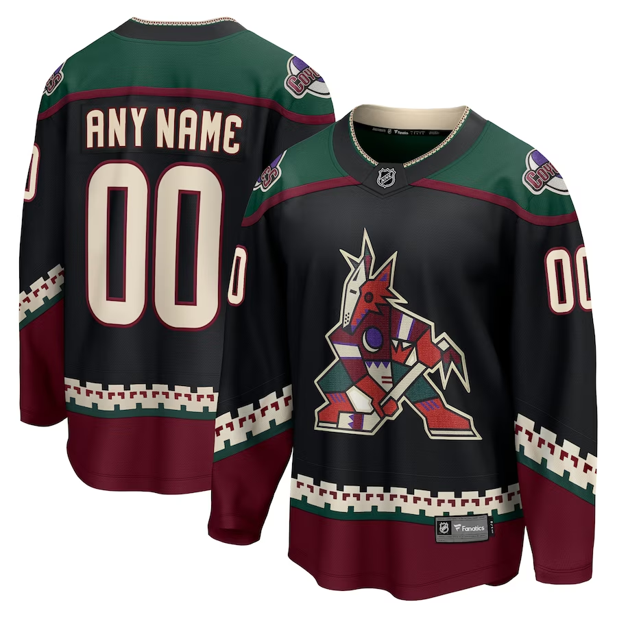 Men's Arizona Coyotes Black 2021/22 Home Breakaway Custom jersey