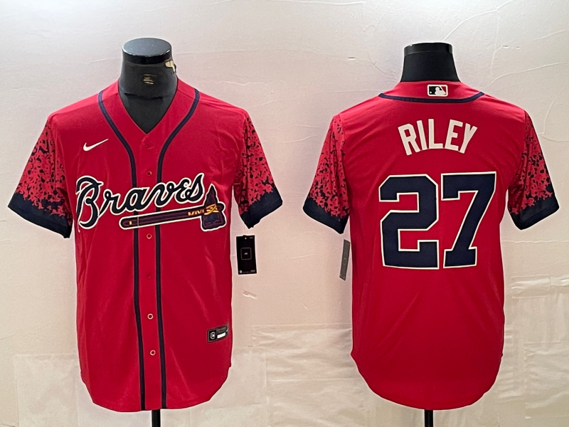 Men's Atlanta Braves Austin Riley #27 Red Player jersey
