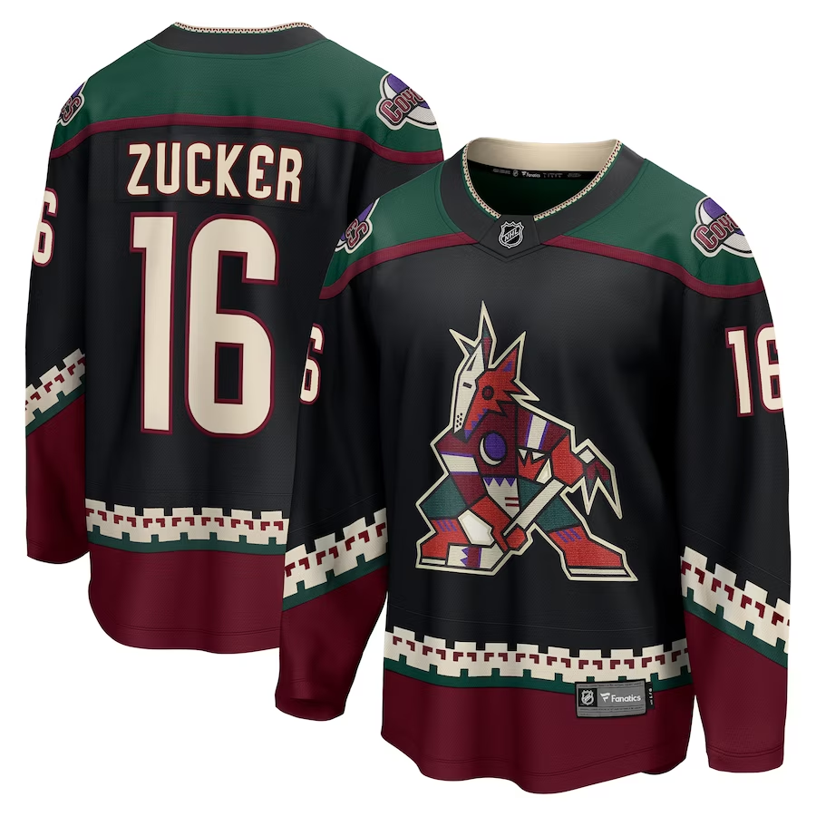 Men's Arizona Coyotes Jason Zucker #16 Black Home Breakaway jersey