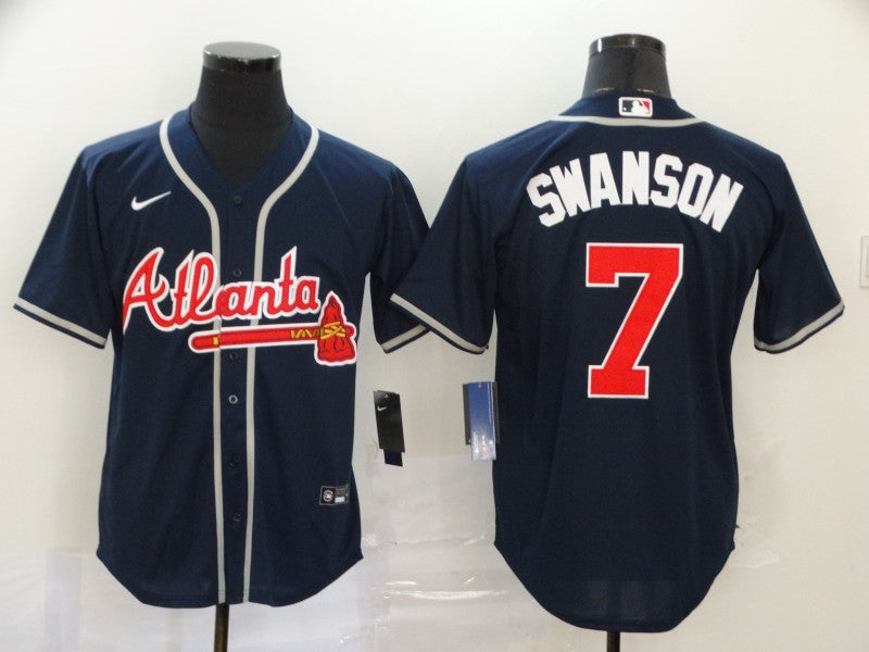 Men's Atlanta Braves Dansby Swanson #7 Navy Replica Player jersey