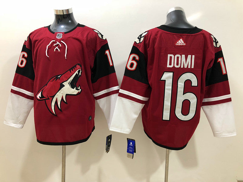 Men's Arizona Coyotes Max Domi #16 Red Breakaway Player jersey