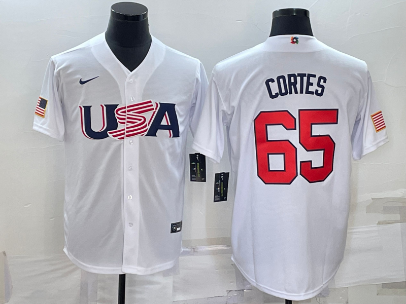 Men's 2023 World Baseball Classic #65 Nestor Cortes Jr. USA White jersey