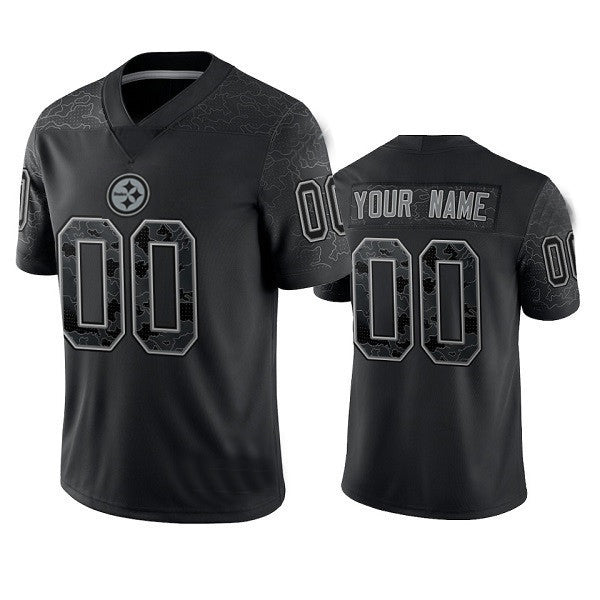 custom Pittsburgh Steelers Active Player  Reflective Limited Stitched jersey Black Football Jerseys
