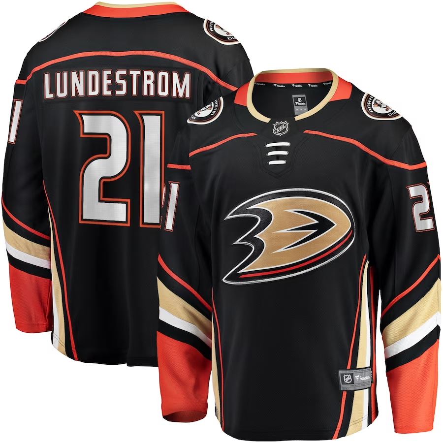 Men's Anaheim Ducks Isac Lundestrom #21 Black Home Breakaway jersey