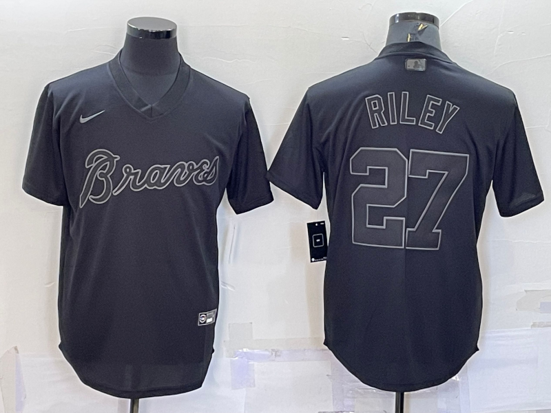 Men's Atlanta Braves Austin Riley #27 Black Replica Baseball jersey