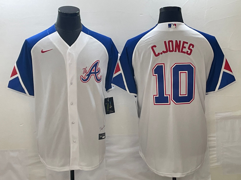 Men's Atlanta Braves Chipper Jones #10 White 2023 City Connect Replica Player jersey
