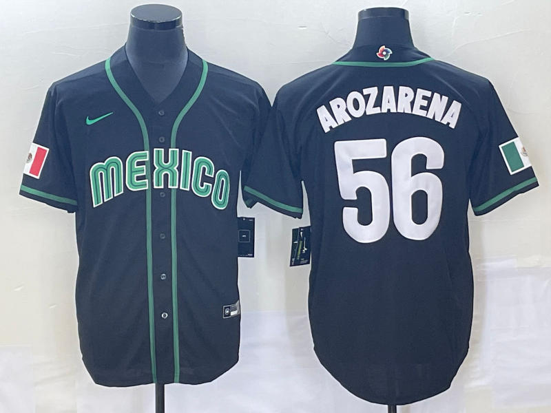 Men's 2023 World Baseball Classic #56 Randy Arozarena Mexico Black jersey