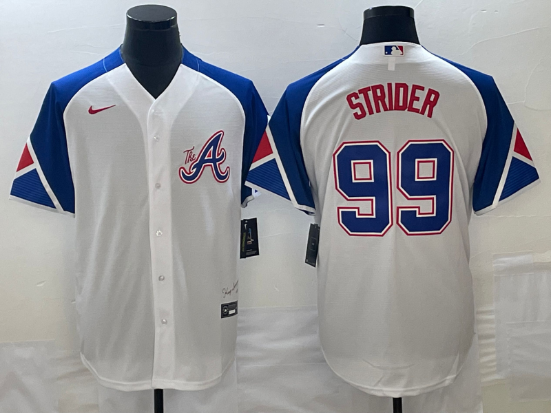 Men's Atlanta Braves Spencer Strider #99 White 2023 City Connect Replica Player jersey