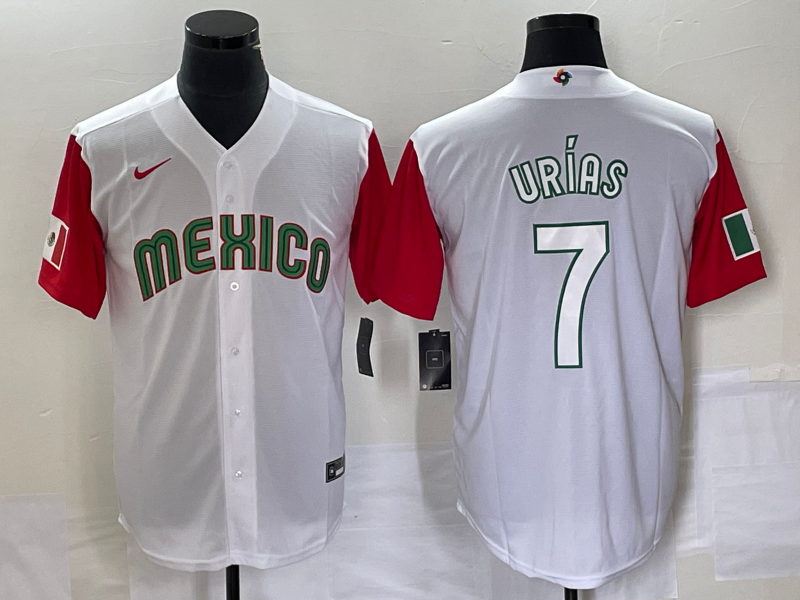 Men's 2023 World Baseball Classic #7 Julio Urias Mexico White Player jersey