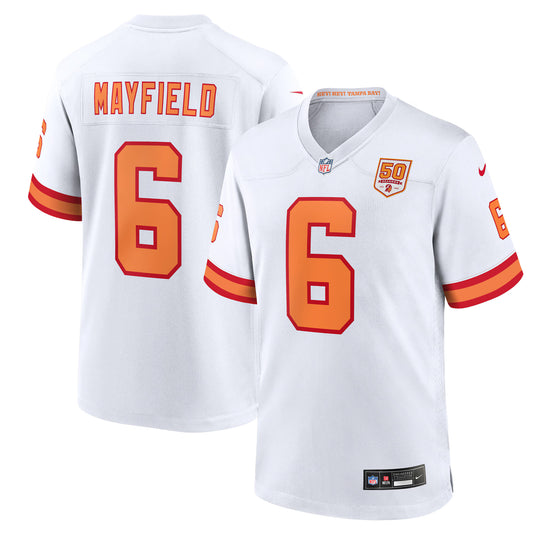 76 Tampa Bay Buccaneers Baker Mayfield White 50th Season Game Jersey