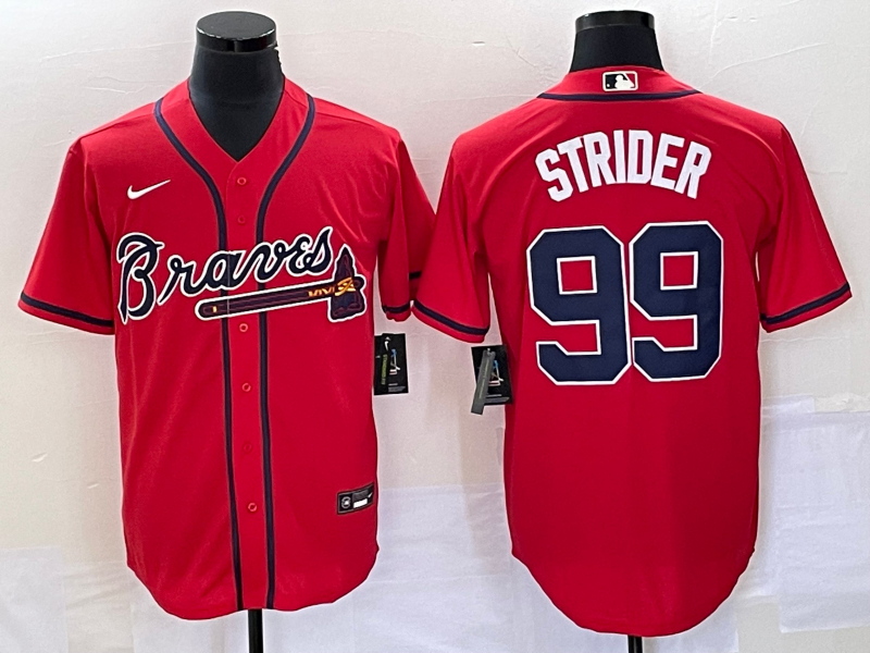 Men's Atlanta Braves Spencer Strider #99 Red Replica Player jersey