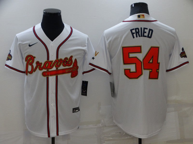 Men's Atlanta Braves Max Fried #54 White Replica Game jersey