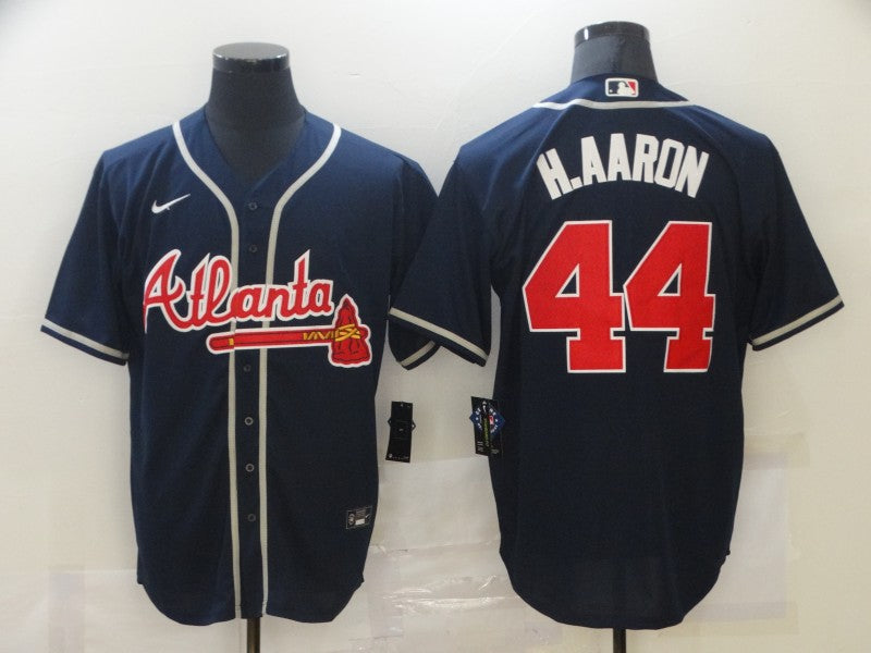 Men's Atlanta Braves Hank Aaron #44 Navy Replica jersey