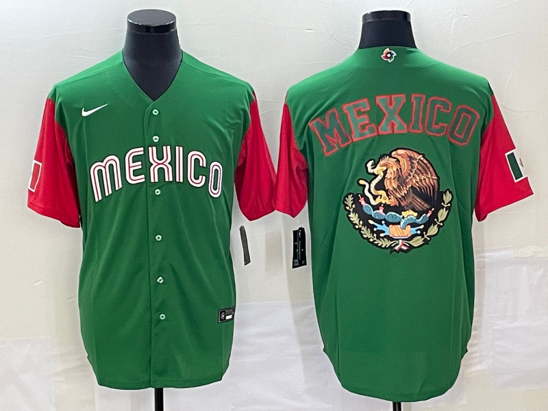 Men's 2023 World Baseball Classic Mexico Green/Red Alternate Game jersey