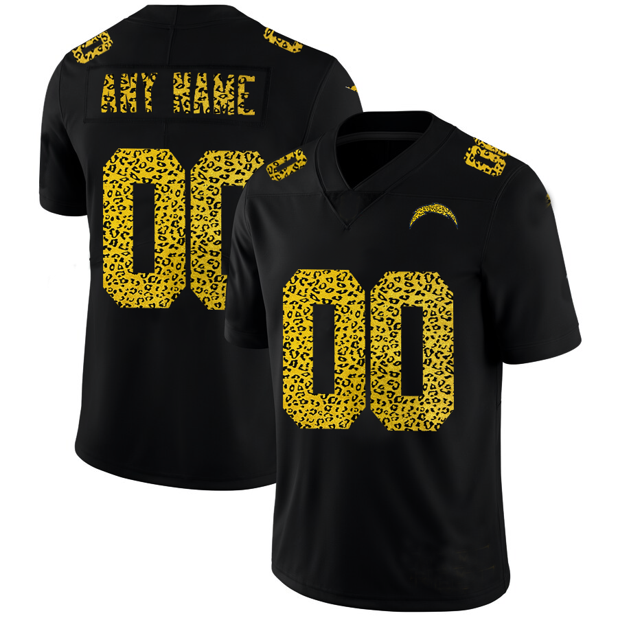 custom Los Angeles Chargers Leopard Print Fashion Vapor Limited jersey Black Stitched American Football Jerseys