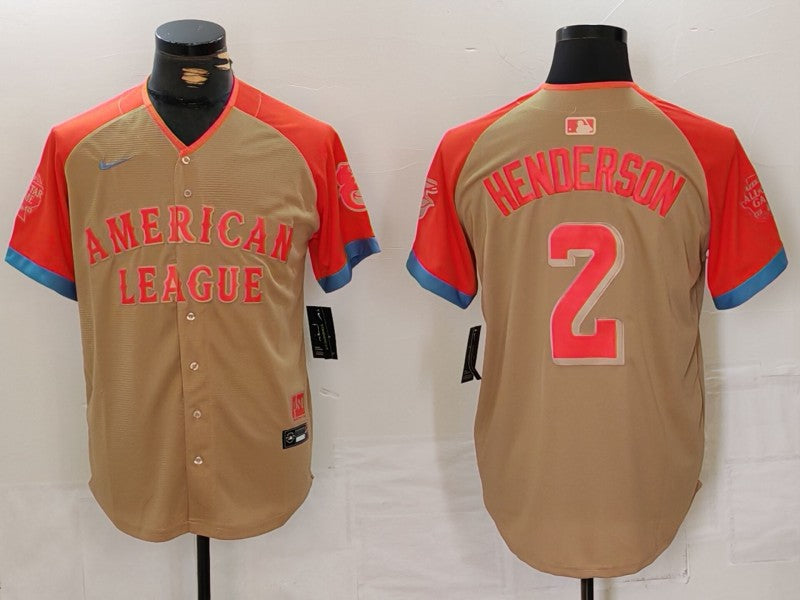 Men's American League Gunnar Henderson #2 Cream 2024 MLB All-Star Game Limited Player jersey