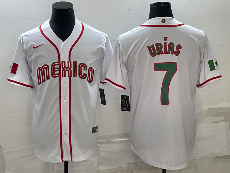 Men's 2023 World Baseball Classic #7 Julio Urias Mexico White jersey