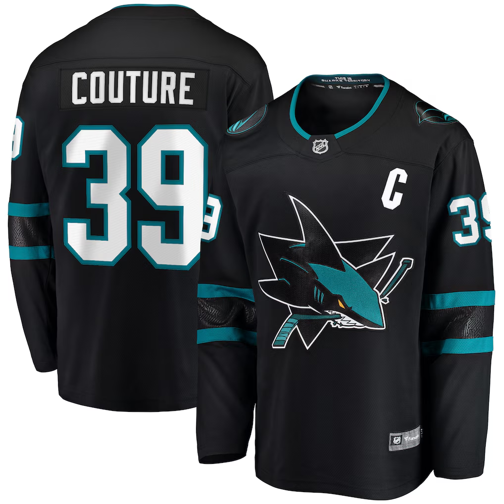 Men's San Jose Sharks Logan Couture #39 Fanatics Black Alternate Breakaway Jersey