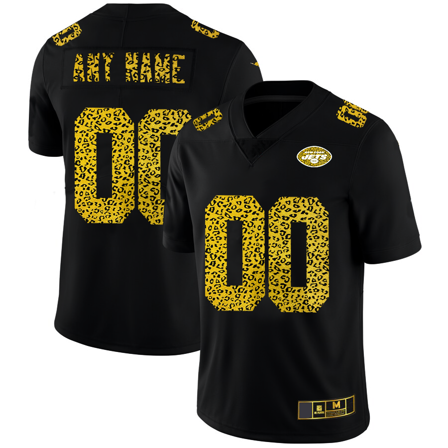 custom New York Jets Leopard Print Fashion Vapor Limited jersey Black American Stitched jersey Football Jerseys