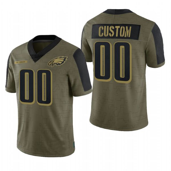 custom Philadelphia Eagles Olive 2021 Salute To Service Limited Football Jerseys