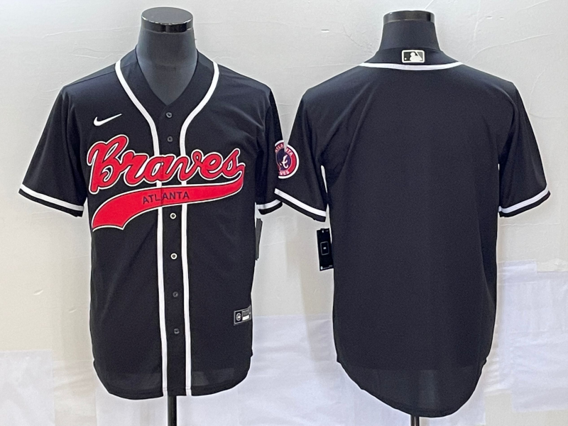 Men's Atlanta Braves Black Replica Blank jersey Joint Edition