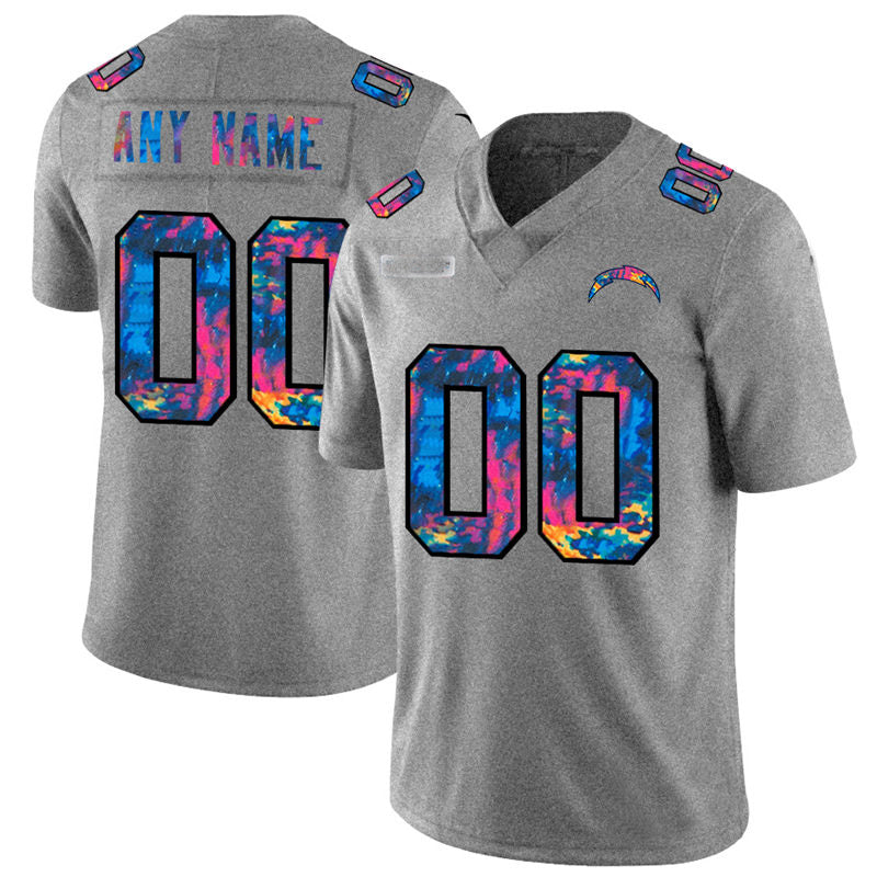 custom Los Angeles Chargers Multi-Color 2020 Crucial Catch Vapor Untouchable Limited jersey Greyheather Stitched American Football Jerseys