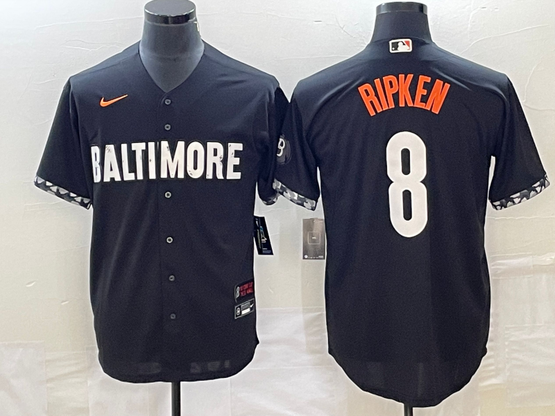 Men's Baltimore Orioles Cal Ripken #8 Black 2023 City Connect Replica Player jersey