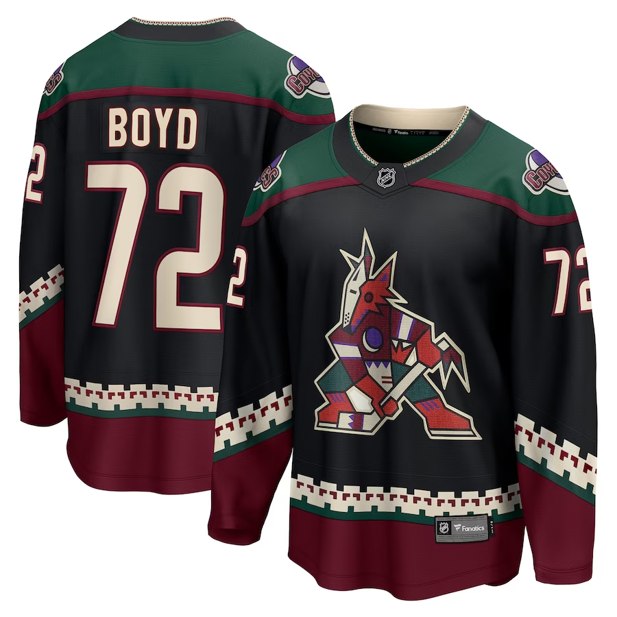Men's Arizona Coyotes Travis Boyd #72 Black Home Breakaway Player jersey