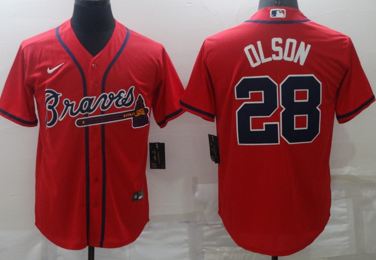 Men's Atlanta Braves Matt Olson #28 Red Replica jersey