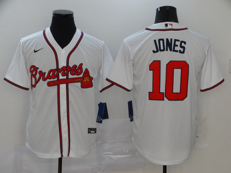 Men's Atlanta Braves Chipper Jones #10 White Replica Player jersey