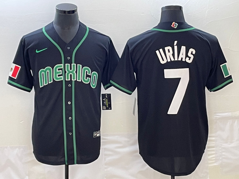 Men's 2023 World Baseball Classic #7 Julio Urias Mexico jersey Black