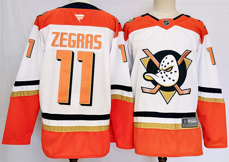 Men's Anaheim Ducks Trevor Zegras #11 White Game jersey