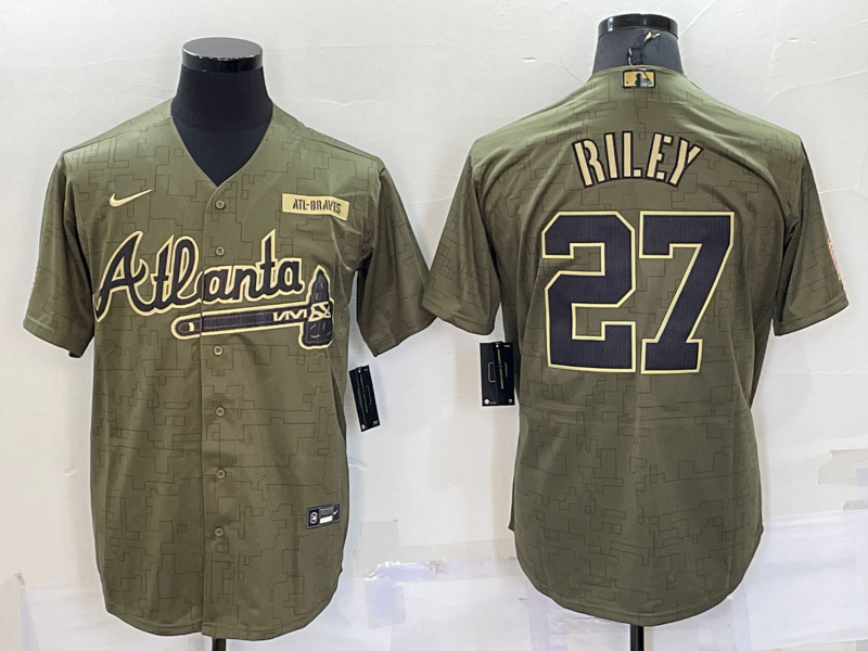 Men's Atlanta Braves Austin Riley #27 Brown Replica Player jersey