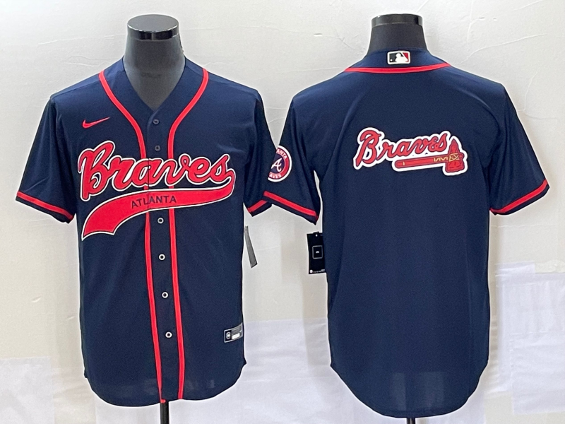Men's Atlanta Braves Navy Replica Team jersey Joint Edition
