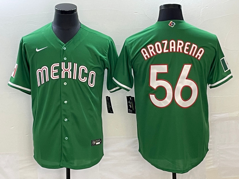 Men's 2023 World Baseball Classic #56 Randy Arozarena Mexico Green jersey
