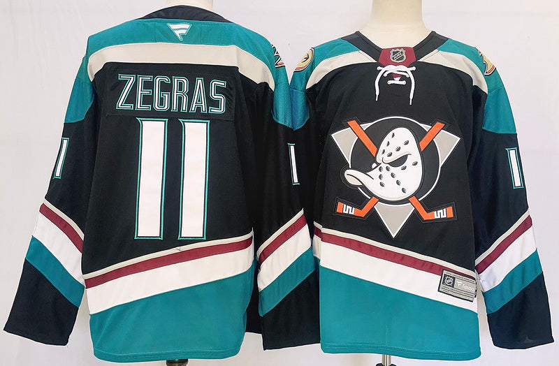 Men's Anaheim Ducks Trevor Zegras #11 Black Game jersey