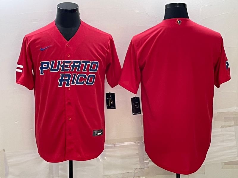 Men's 2023 World Baseball Classic Puerto Rico Red Blank jersey