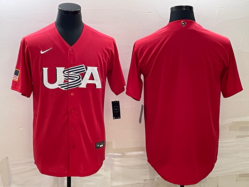 Men's 2023 World Baseball Classic USA Red Blank jersey