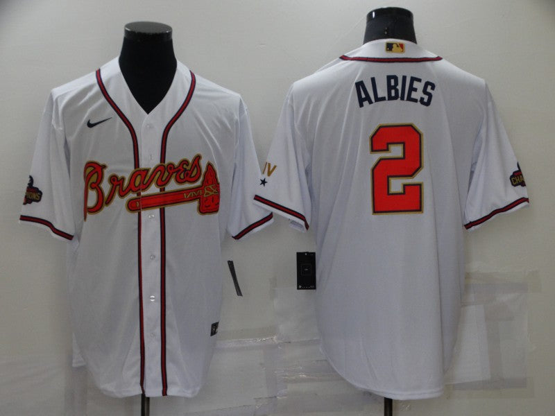 Men's Atlanta Braves Ozzie Albies #2 White Stitched Player jersey
