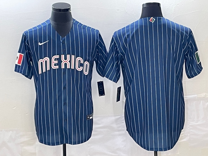 Men's 2023 World Baseball Classic Mexico Navy Blank jersey