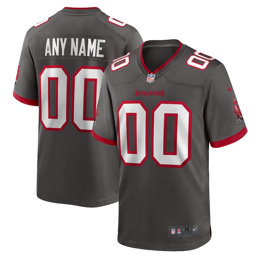 Custom Tampa Bay Buccaneers Pewter Alternate Game jersey