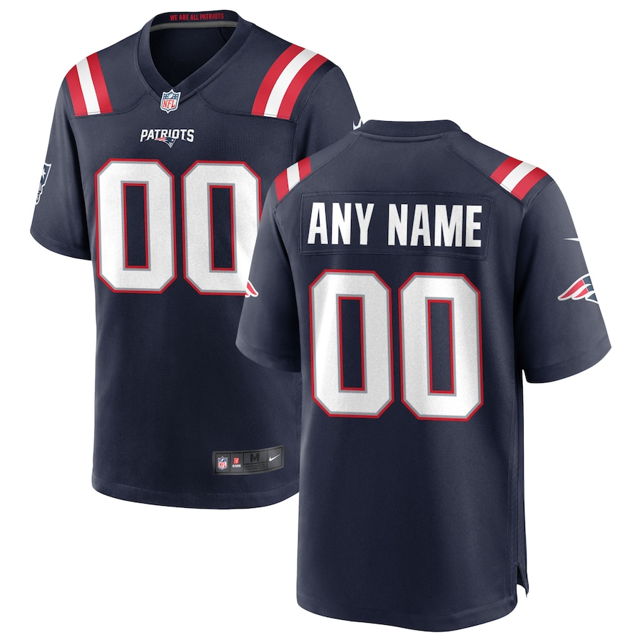 custom New England Patriots Navy Game jersey