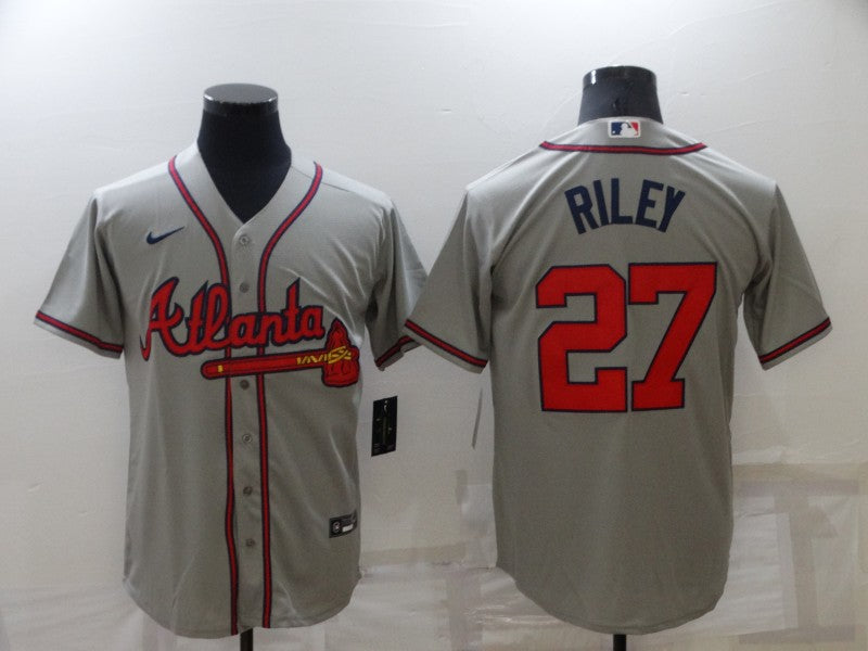 Men's Atlanta Braves Austin Riley #27 Gray Replica Player jersey