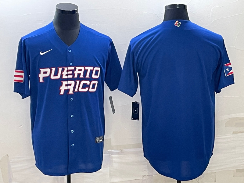 Men's 2023 World Baseball Classic Puerto Rico Blue Blank jersey