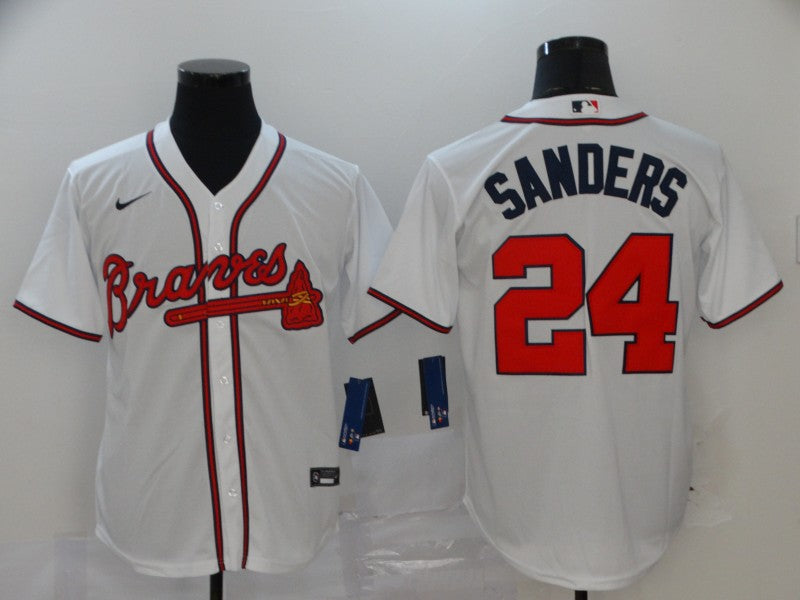 Men's Atlanta Braves Deion Sanders #24 White Replica Player jersey