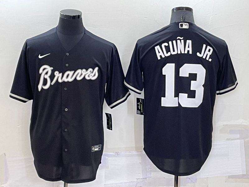 Men's Atlanta Braves Ronald Acuna Jr. #13 Black Replica Baseball jersey