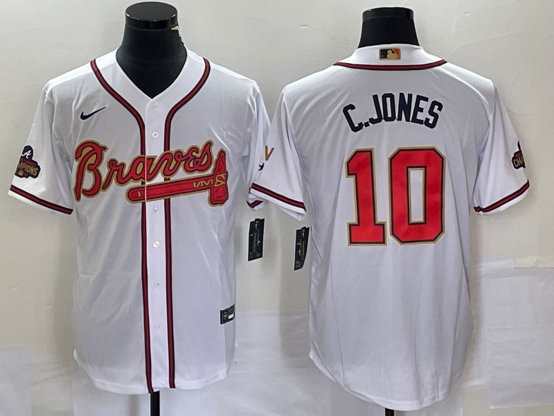 Men's Atlanta Braves Chipper Jones #10 White Replica Game jersey